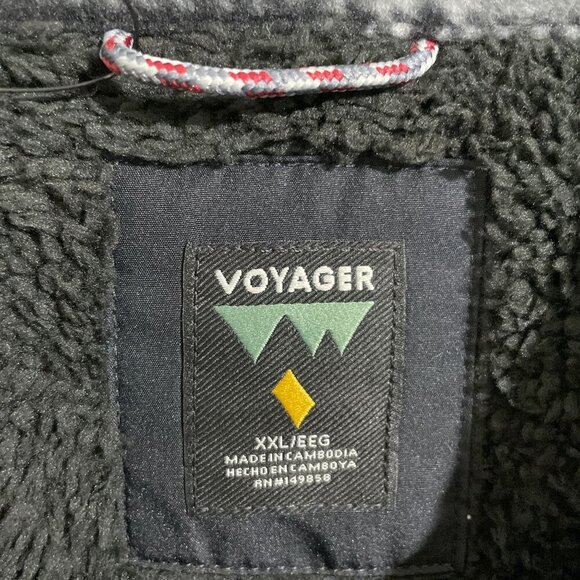 NEW Voyager Mens XXL Black & Gray Plaid Sherpa-Lined Shacket Polyester H1116 - Picture 7 of 9